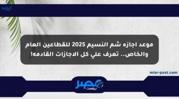 موعد إجازة شم النسيم 2025 للقطاعين العام والخاص.. تعرف على كل الإجازات القادمة!